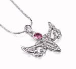 Pink Angel Necklace Embellished With Swarovski Crystals