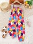 Cartoon Kitty Graphic Cami Jumpsuit Girl's Cute Romper For Summer Outdoor Gift Party