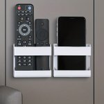 Contemporary Wall Mount Plastic Remote Control Holder And Phone Charging Bracket With Easy Install - 1PC Multi-functional Organi