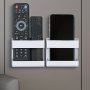 Contemporary Wall Mount Plastic Remote Control Holder And Phone Charging Bracket With Easy Install - 1PC Multi-functional Organizer Box For Horizontal Phone Viewing