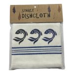 Single Printed Dishcloth - Three Shades Of Blue Fish