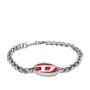 Diesel Men's Red Enamel And Stainless Steel Chain Bracelet - DX1445040