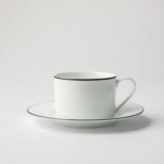 Jenna Clifford - Premium Porcelain Cup & Saucer With Black Band Set Of 4