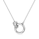 Brayeg S925 Sterling Silver Necklace For Women White Gold Necklace Dainty Silver Heart Mobius Eternal Love Pendant Necklaces For