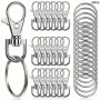 20Pcs 1.38inches/35mm Premium Metal Lanyard Keychain Hooks Lobster Clasps For Key Jewelry Making 10 Pcs Lanyard Lobster Clasps Hooks And 10 Pcs Key Rings
