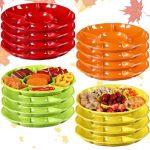 Rtteri 12 Pcs Plastic Divided Serving Trays 12 Inch Round Chip Dip Plate 6 Sectional Snacks Serving Dish Food Platters For Party