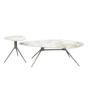 Luxury Marble-top Coffee & Side Table Set -2-PIECE Modern Metal Base Design