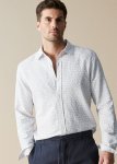 Tailored Fit Linen Cotton Spot Petal Shirt