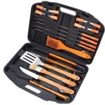 18-PIECE Bbq Braai Tool Set With Carrying Case - Wood Handle