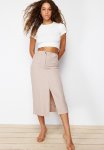 Midi Length Skirt - Beige