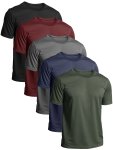 5-PACK Set Of Solid Color Crew Neck And Short Sleeve T-shirts Breathable And Quick Dry Active Sports Tops For Men's Summer Worko