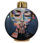 Habitat Decorative Ceramic Jar With Lid Face Art 28CM