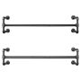 Industrial Wall-hanging Clothes Rail - Blac- 2 Pack