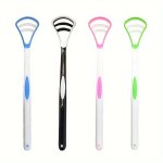 Dual Action Tongue Scrapers With Silicone Brush - Oral Care Tongue Cleaner For Fresh Breath - Anti-slip Handle & Portable Design