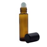 10ML Amber Glass Roll On Bottle With Black Aluminium Cap & Glass Ball