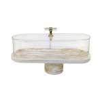 Marble Design Rectangular Cake Server Brown & White