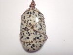Dalmation Jasper Ass Wire Wrapped Pendant F328