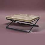 Rustic Wooden And Metal Triside Table