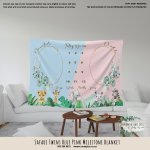 Twins Milestone Blanket Safari Pink And Blue