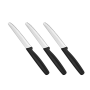 3-PACK 11CM Ultra Sharp Serrated Kitchen Knives With Non-slip Black Handles