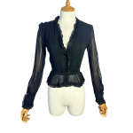 Black Button Down Blouse - S