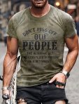 "don't Piss Off Old People" Pattern Print Men's Short Sleeve Comfy T-Shirt Graphic Tee Men's Summer Clothes Men's Clothing