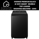 Hisense Premium Black Ai Wifi Smart Ibubble Top Loader Washing Machine - 22KG