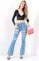 Ladies Ripped Flared Denim Jeans - Blue - Blue / XL