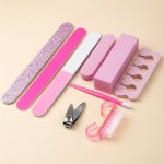 9PCS SET Nail Polishing Set Manicure Essentials Kit Includes Cuticle Trimmer Curved Blade Nail Clipper Nail File