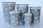 White Daisy Flower Metal Pot
