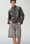Baggy Low Denim Shorts - Grey