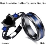 Black Fashion Personality Romantic Heart-shaped Cubic Zirconia Couple Ring