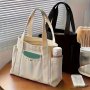 Large Capacity Canvas Tote Bag Solid Color Shoulder Bag For Women For Commute And Casual Use