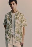 Regular Fit Printed Resort Shirt - White Leaves