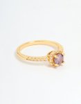 Goldair Gold Plated Purple Cubic Zirconia Drop Thread Through Hook Earrings