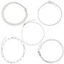 5-PIECE Silver Layered Anklet Set - Adjustable Chain Anklets