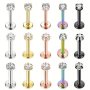 1 Pair Of 16G Stainless Steel Zirconia Lip Studs Nose Studs Labret Monroe Lip Ring Spiral Tragus Stud Earrings