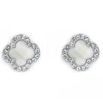 Silver Tone Flower Shape Stud Earrings
