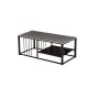 Modern Rectangular Ceramic Top Coffee Table With Metal Base And Shelf