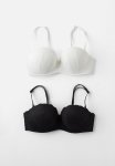 Cotton On Everyday Lace Strapless Push Up Bra 2 Pack - Black & Cream