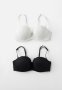 Cotton On Everyday Lace Strapless Push Up Bra 2 Pack - Black & Cream