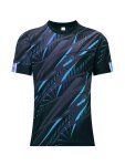 Men's Stylish Stripe Pattern Print Short Sleeve Crew Neck Soccer T-Shirt Summer Outdoor Men's Breathable Training Top
