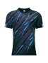 Men's Stylish Stripe Pattern Print Short Sleeve Crew Neck Soccer T-shirt Summer Outdoor Men's Breathable Training Top