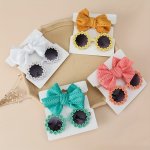 2PCS Girls Teen Cute Flower Decor Frame Fashion Glasses Headband Set Hair Decorative Accessories For Traveling Party Gift Outdoo