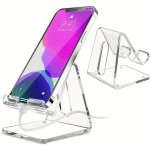 Clear Acrylic Phone Stand Abs Material Universal Desktop Smartphone Holder With Non-slip Pads And Charging Hole Ergonomic Design