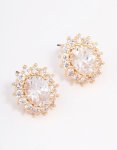 Goldair Gold Round Halo Stud Earrings
