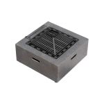 Square Outdoor Fire Pit With Bbq Grill Shelf Grey