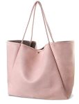 Oversize Pu Leather Tote Women Weekender Bag Shopper Handbag Travel Purse Pink