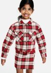 Cropped Flannel Jacket - Red & Checked