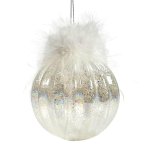 Pearl Glass Bauble With Fur 10CM